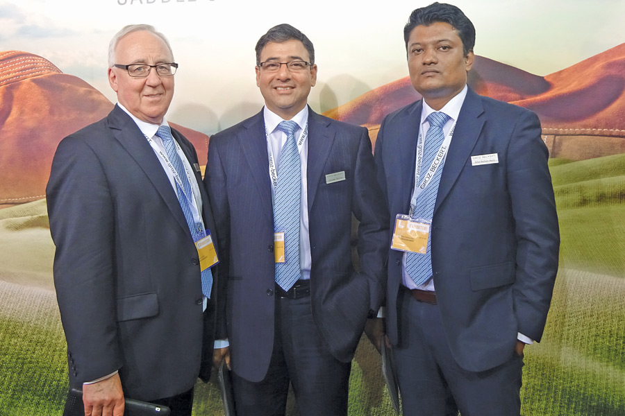 (L-R) Klaus Hacker, Vice President Sales – Knitting Machine Parts, Groz-Beckert; Sanjeev Sharma, Sales Director (Bangladesh), Groz-Beckert; and Rifat Raihan Asim, Sales Manager (Bangladesh), Groz-Beckert