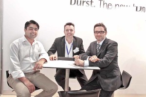 (From L to R) Sanjay C. Maheshwari, Director, Kothari Info-Tech Ltd. with his principals from Durst — Gerhard Gamper and Christoph Gamper 
