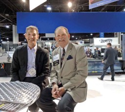 Michael R. Elia (L), President and CEO with Samuel F. Simpson Jr., Vice President, Global Strategic Accounts, Gerber Technology was happy at the burgeoning business in US