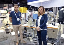 Fabrizio Berzi (L), Area Sales Manager Bonding Division with Mirella Sardini, Executive Managing Director, Macpi Group – happy to see that bonding technology attracted a lot of attention