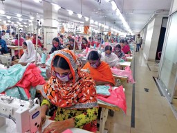 The manufacturing facility of NIPA Group… An assembly line of sewing jackets has 70 sewing machines on an average