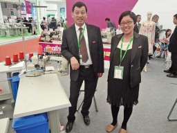 Pan, General Manager with Linda, India Manager, Zhejiang Baihui Sewing Machine Co. Ltd.
