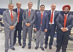 Dr. Anton Reinfelder, Managing Director, Groz-Beckert Asia (3rd from left) with his team and Heiko Bauer from Groz Beckert Germany (2nd from right) at the inauguration of Gurgaon office and lab