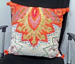 Cushion design inspired by ladies  neckline embroidery