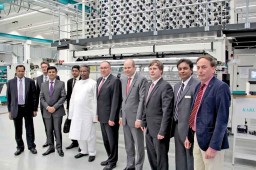 The Indian Textile Minister Dr K S Rao (5th from left) and Arno Gärtner (6th from left), Managing Director, Karl Mayer seen with other delegates from India and the German company