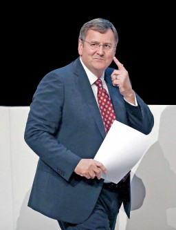 The Chief Executive of Tesco plc Philip Clarke prepares to speak during the National Farmers Union conference in Birmingham