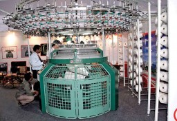 Circular kniting machine on display at the recently held KnitWorld