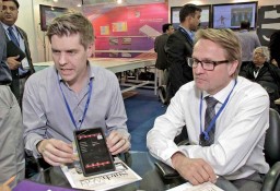 Johan Granath, Software Engineer, Eton Systems and Anders Fredmark, Sales and Commercial Director, Eton Systems, proudly explaining the android application for effective monitoring of the line 