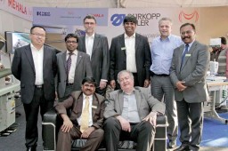 Team Mehala (sitting L to R) – C Subramaniam, Chairman, Mehala Machines India and Bernd Bräuer, Heading Duerkopp Adler’s global sales division. (Standing L to R) – Haitao, General Manager, Topcut Bullmer; B K Mohanty, Sales Manager, MACPI; Axel Zangerle, Managing Director, PFAFF Industrial; S Bharath, Director, Mehala Machines India; Henry Bindhak, Area Sales Manager - Asia, Duerkopp Adler; and Ashim Das, CEO, Mehala Machines India