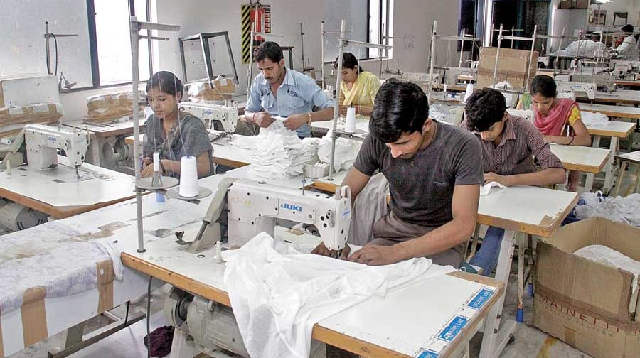 One of the Make Through sewing lines at the Noida based facility of 360 Clothing