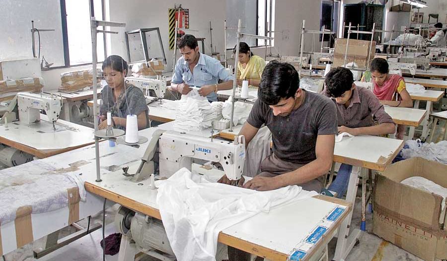 One of the Make Through sewing lines at the Noida based facility of 360 Clothing