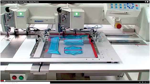 This video shows different parts of garment sewing by templates, combining automation at same time, saving production and labour costs