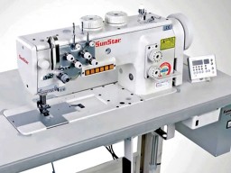 KM-1070/1072 from SunStar, single needle lock stitch machine with unison feed, designed to manufacture home and car upholstery