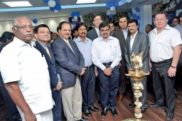 The innauguraiton - Rajappan, MD, Shiva Pipes, Tirupur; Rajesh Saigal, Country Manager, India; Dilip Gianchandani, Regional Director, India / Bangladesh; Chandran, CMD, Eastman Exports Global Clothing, Tirupur; Elangovan, MD, SNQS Internationals, Tirupur; Paul Yao, EVP, Intertek Group Plc; Alok Kumar Sharma, GM (QA), Ramkumar Mills, Bangalore; Srikanth, Head Supply Chain, Color Plus, Chennai; and Steve Wooley, Head of Operations, TDP Textiles, Tirupur