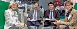 From left: Ms Evelyne Cholet, Secretary General of UCMTF; Pierre Wiertz, General Manager of EDANA; Andrew Lin, Senior Manager of MP Expositions; and Cornelia Buchwalder, Secretary General of SWISSMEM after signing the Memorandum of Understanding 2014 CEMATEX