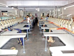 The in-house set-up of 34 embroidery machines at Mittal Clothing
