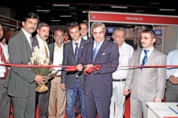 Turkish Ambassador to India – HE Dr Burak Akcapar inaugurating the Indigo show; also seen with him are R. Dudeja, the organiser of the show on his left side and Dr. Ahmet Aykan, MD, Dr. Aykan on his right