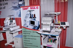 The SWF/MA-6 (L) and SWF/E (R) Single Series compact embroidery machines were launched alongside the TA series embroidery machines