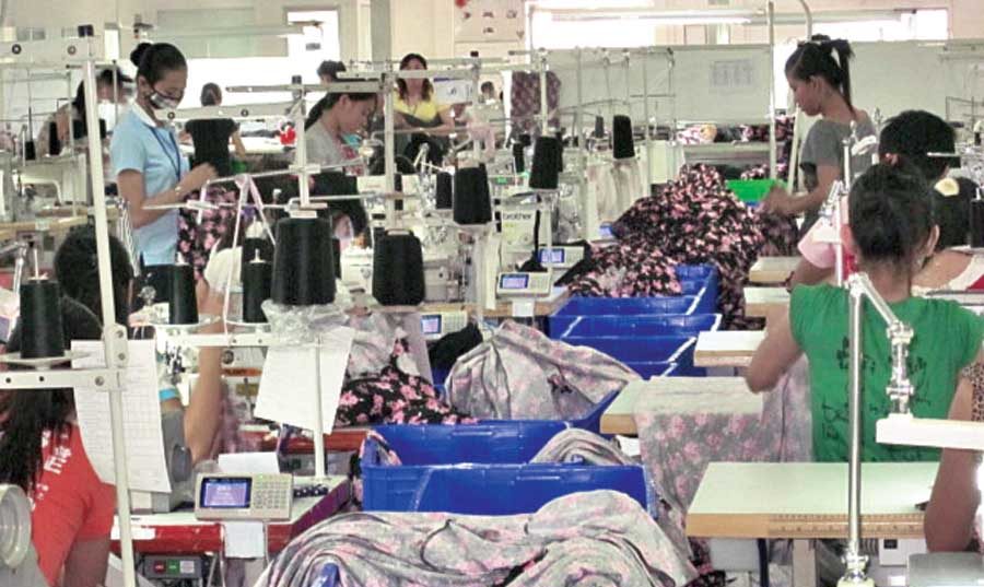 Sewing line with RFID in use