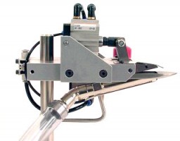 WA-1090 belt loop trimmer for trimming the loop ends of already sewn loops on various apparel products