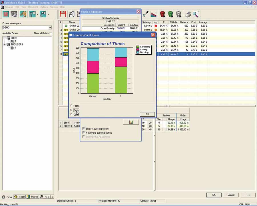 Screen shot showing time comparison
