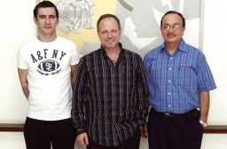 Cagri Kurcan, Sales Manager, LST; Erol Shashaty, Managing Partner, LST; and Rakesh Bagga, GM, Textile Machinery Group, Batliboi pose for AO