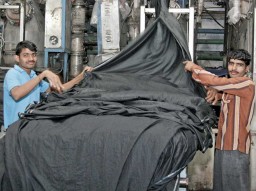 A modern piece dyeing machine will dye a 100% single cotton jersey to a wonderful maroon colour in less than 280 minutes