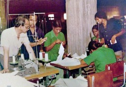 From the archives... Noorul Quader (extreme left) – The Father of Bangladesh's Garment Industry, with his workers at the shop floor