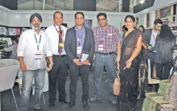 (L-R) Jaspreet Singh, CEO, House of Fashion; Deepak Mohindra, Director, Apparel Resources; Shreyaskar Chaudhary, MD, Pratibha Syntex, Aditya Chopra, VP-Operations, Pratibha Syntex; and Renu Mohindra, MD, Apparel Resources at the Apparel Resources booth