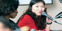 Caption: Helen Hai, Co-Proprietor, C&H Garments Company addressing the media last year
