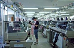 Knitting department at Chinatex Oulu Woollen Knitwear on machines from 3gg to 14gg