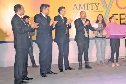 Eminent jury at Amity School of Fashion Technology announcing winners of the design competition