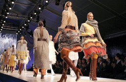 Whole garment creations using Shima Seiki technology on the ramp during the companies 45th anniversary celebration