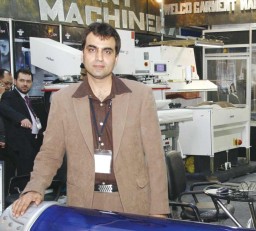 Sanjeev Oberoi, Director, Welco Garment Machinery, at his stall at GTE-’09