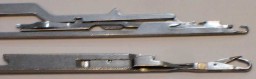 The Shima Seiki slide needle (top) compared with the traditional latch needle (bottom)