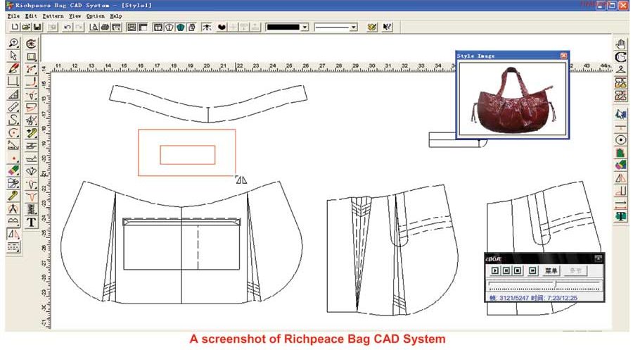 A screenshot of Richpeace Bag CAD System