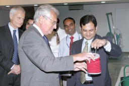 Vanni Treves, inspecting the New Lab while Sanjeev Khurana, Asst GM, Marketing, explaining testing procedures