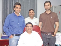 Vinod Singhal (sitting) with his partner Anil Kumar Singhal (centre), nephew Shivam Agarwal (right) and son Vaibhav (left)
