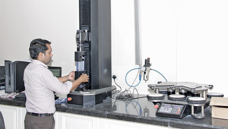 The company has a fabric and yarn testing lab with all the equipment from the UK-based James Heal