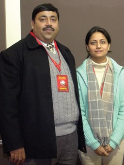 Sumeer with wife Smriti after the launch of Viscot