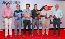 The six proud winners of the first ever GOLF DAY with their trophies