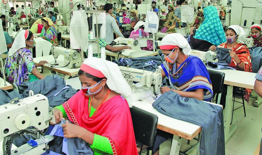 The highly-skilled operators at work, capable of making a complete garment along with the patterns too