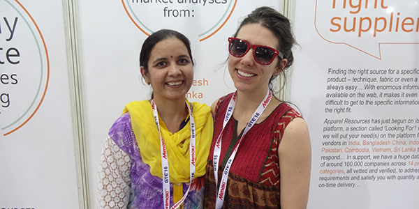 Theresa (R) with her colleague Seema