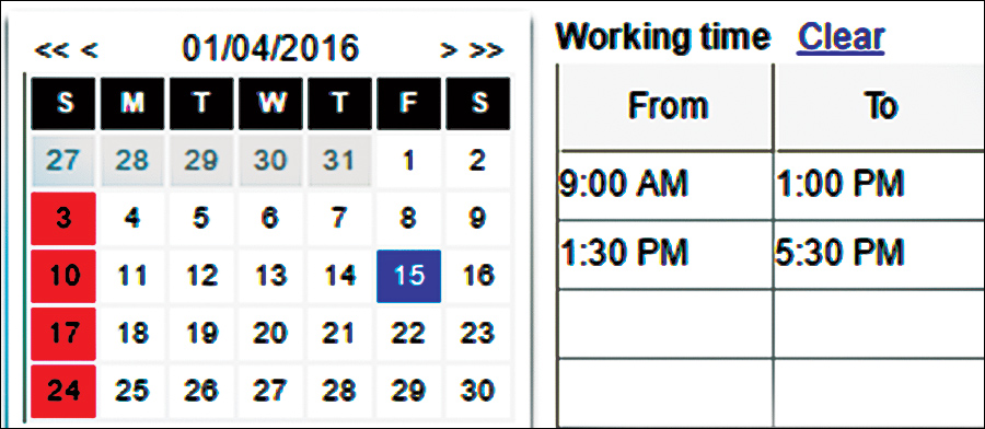 In Project Management Software, T&A Calendar can be modified to change working days, and even incorporate holidays