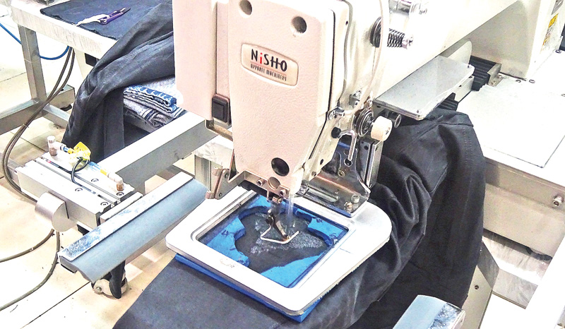Once scraped, the fabric was also being sewn to develop a surface manipulation