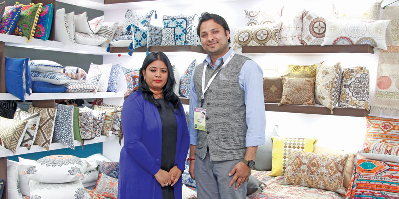 Shailesh Miyanbazaz (R) from Miyanbazaz Exports, Jaipur with his colleague