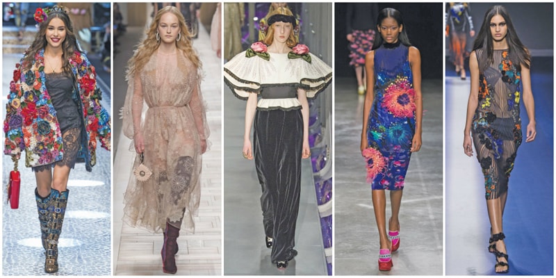Dolce and Gabbana, Fendi, Gucci, Mary Katrantzou and Versace